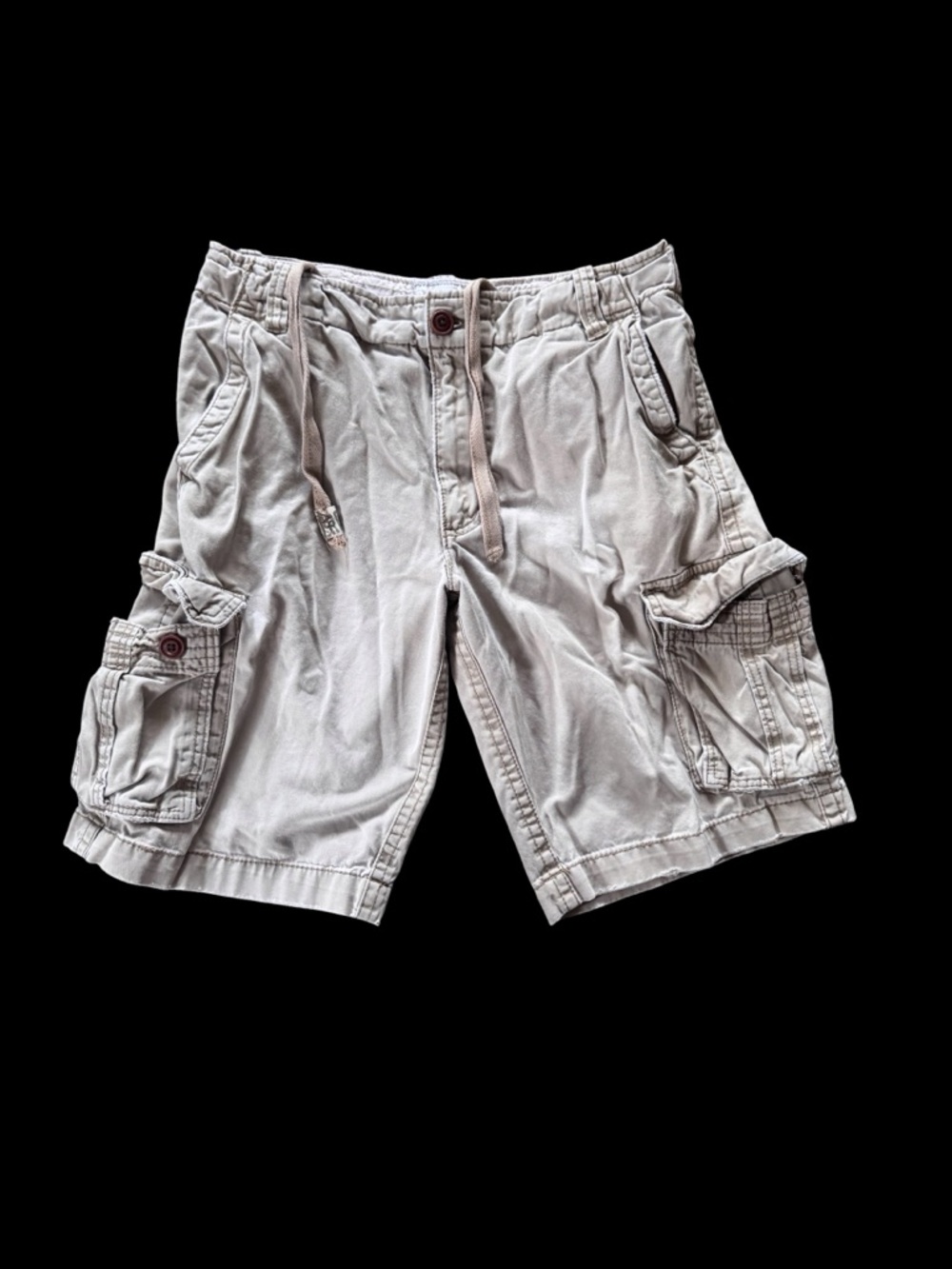 Aeropostale Cargo Shorts Mens 32 Beige Y2K Utility Drawstring Pockets A87